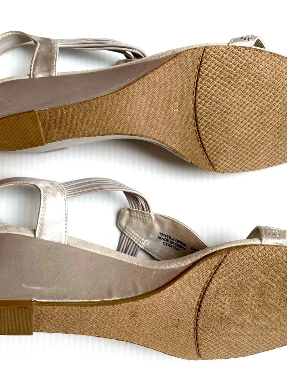 New York Transit Rhinestone-embellished T-strap Wedge Sandals, Size 7